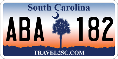 SC license plate ABA182