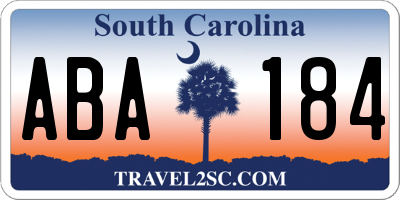 SC license plate ABA184