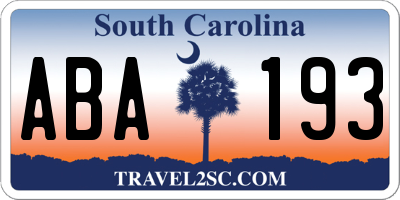 SC license plate ABA193