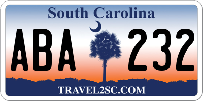 SC license plate ABA232
