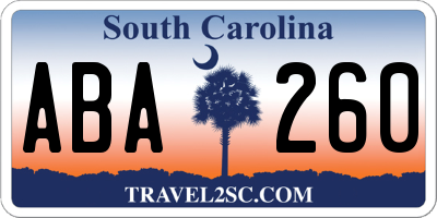 SC license plate ABA260