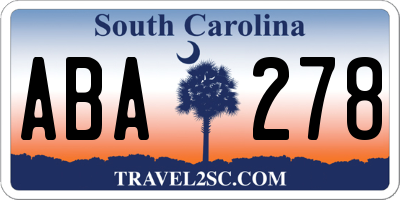 SC license plate ABA278