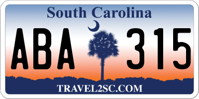 SC license plate ABA315
