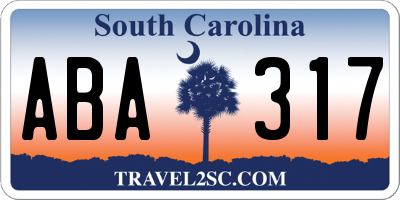 SC license plate ABA317