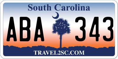 SC license plate ABA343