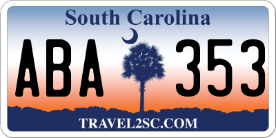 SC license plate ABA353
