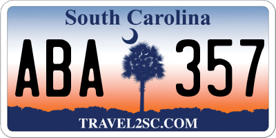 SC license plate ABA357