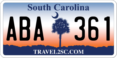 SC license plate ABA361