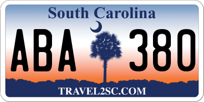 SC license plate ABA380