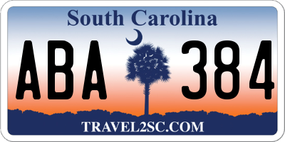 SC license plate ABA384