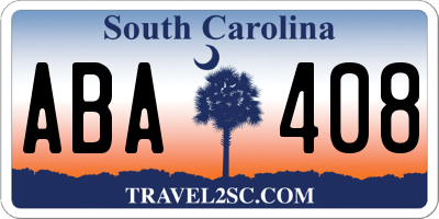 SC license plate ABA408