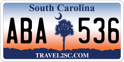 SC license plate ABA536
