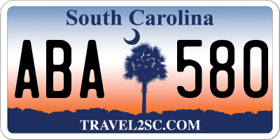 SC license plate ABA580