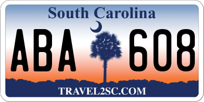 SC license plate ABA608