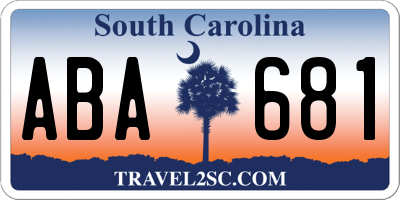 SC license plate ABA681