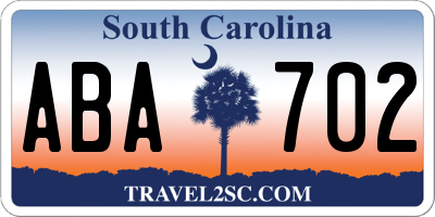 SC license plate ABA702