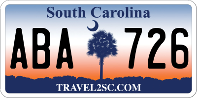 SC license plate ABA726