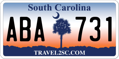 SC license plate ABA731