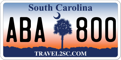 SC license plate ABA800