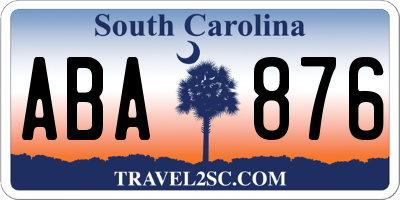 SC license plate ABA876