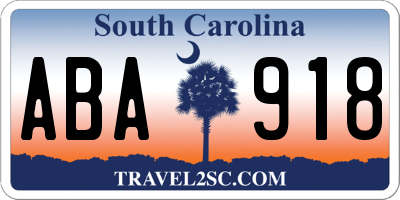 SC license plate ABA918