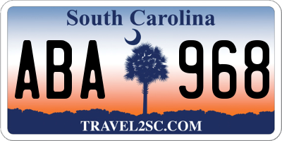 SC license plate ABA968