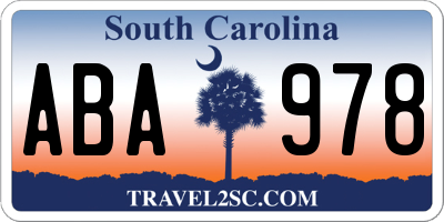 SC license plate ABA978