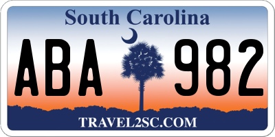 SC license plate ABA982