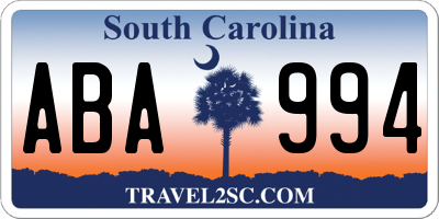SC license plate ABA994