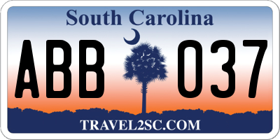 SC license plate ABB037
