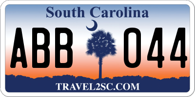SC license plate ABB044