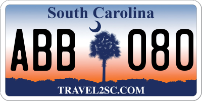 SC license plate ABB080