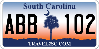 SC license plate ABB102