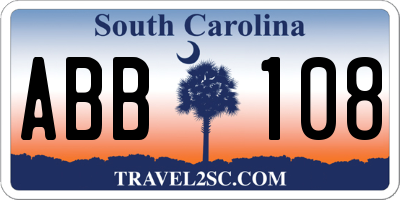 SC license plate ABB108