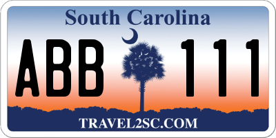 SC license plate ABB111