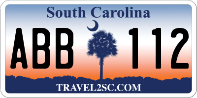 SC license plate ABB112