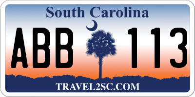 SC license plate ABB113