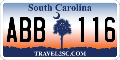 SC license plate ABB116