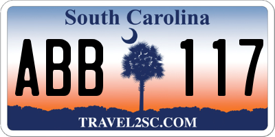 SC license plate ABB117