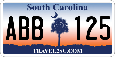 SC license plate ABB125