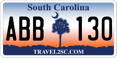 SC license plate ABB130