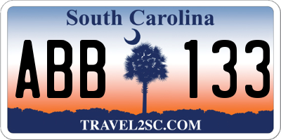 SC license plate ABB133