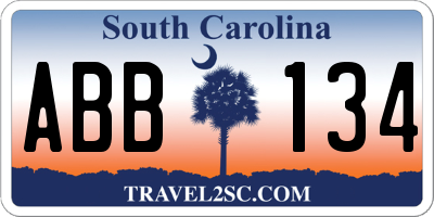 SC license plate ABB134