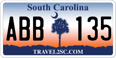 SC license plate ABB135