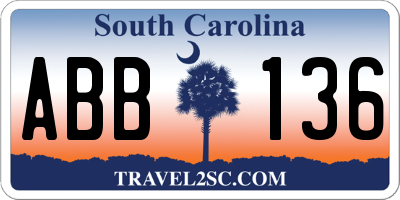 SC license plate ABB136