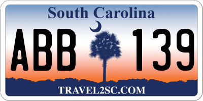 SC license plate ABB139