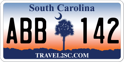 SC license plate ABB142