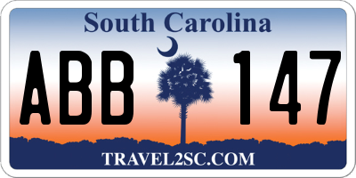 SC license plate ABB147