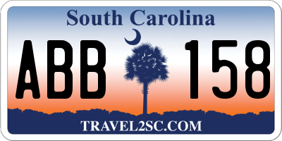 SC license plate ABB158