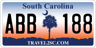 SC license plate ABB188